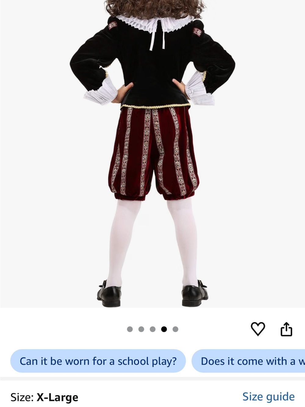 Burgundy & Black Renaissance Page Boy Costume for Kids - Picture 2 of 6